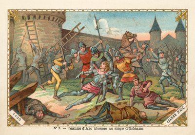 1429年、オルレアンの包囲戦で負傷したジャンヌダルク 作： French School